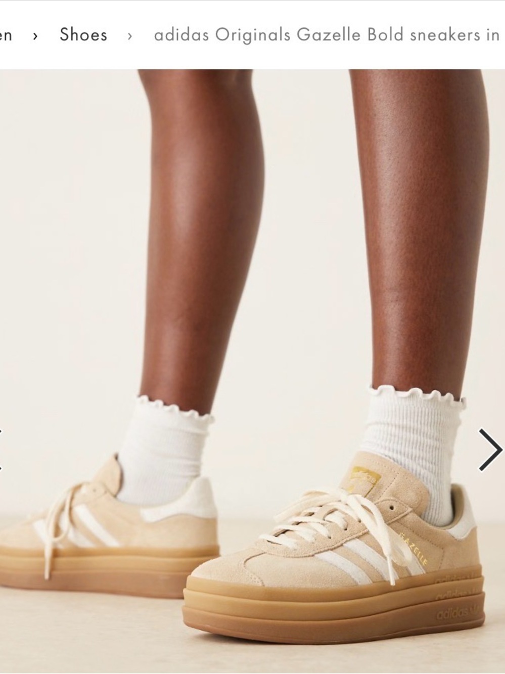 adidas Originals Gazelle Bold Platform Sneakers in tan and cream (36)